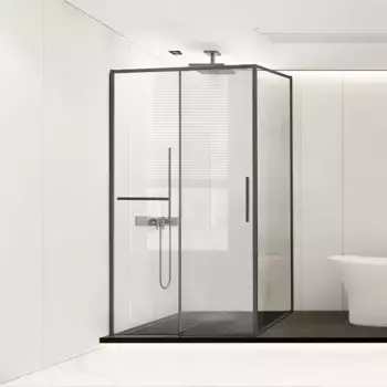 Душевой уголок Vincea Slim Soft VSR-1SS9012CLGM 120x90, профиль вороненая сталь, стекло прозрачное