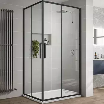 Душевой уголок Vincea Slim-U VSS-2SU8010CLB 100x80 см, профиль матовый черный, стекло прозрачное