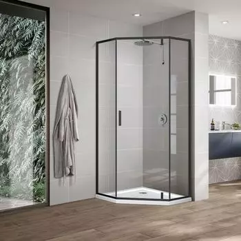 Душевой уголок Vincea Slim-U 90x90 профиль черный стекло прозрачное