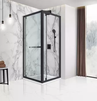 Душевой уголок Vincea Stile 90х90 L профиль черный стекло прозрачное