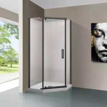Душевой уголок Vincea Stresa VSP-1S100CLGM 100x100, профиль вороненая сталь, стекло прозрачное