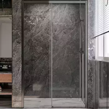 Дверь для душевого уголка Veconi Premium Trento PTD-30GR 140 см, профиль брашированный графит, стекло прозрачное