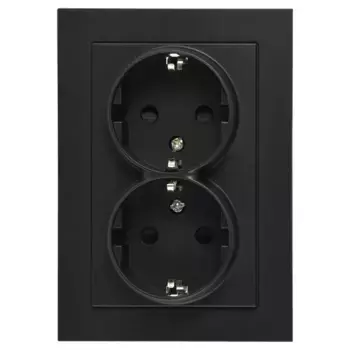 Двойная розетка SHUKO Jasmart с защитными шторками черный матовый (soft touch) 16A 250V 2P+T G5504PB