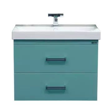 Джулия QVATRO - 90 Тумба подвесная с 2 ящ. конус голубая