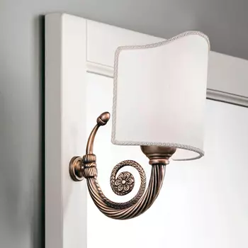 EBAN Светильник Stella (монтаж на раму зеркала) , цвет бронза, с абажуром тканевым цвет кремовый