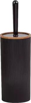 Ершик для унитаза напольный Fixsen Black Boom черный, светлое дерево