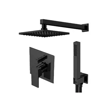 GATTONI Kubik Душевой набор со смесителем встр. в стену, ручной лейкой и верхним душем 250х250 мм, цвет NERO OPACO