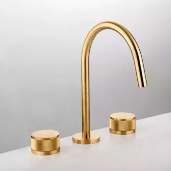 GATTONI MD Смеситель для раковины на 3 отверстия, ручки SAN GIULIO, с донным клапаном, цвет золото матовое