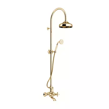 Gattoni PD Душевая колонка с верхним душем 200мм и ручной лейкой (под смеситель c G1/2), цвет золото 24кт