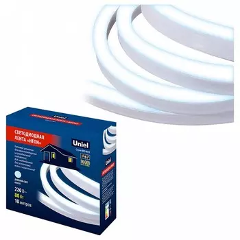 Гибкий неон Uniel 8W/m 120LED/m холодный белый 10M ULS-N21 10M/6500K/1.5M IP67 RRP80C00 UL-00006686