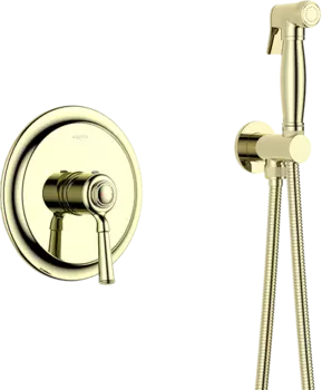 Гигиенический душ AQUATEK Классик AQ1519PG со смесителем, С ВНУТРЕННЕЙ ЧАСТЬЮ, полированное золото