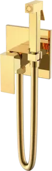 Гигиенический душ Boheme Qubic 477-G со смесителем, С ВНУТРЕННЕЙ ЧАСТЬЮ, shinny gold