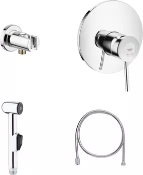 Гигиенический душ Grohe BauClassic 124434, со смесителем, С ВНУТРЕННЕЙ ЧАСТЬЮ
