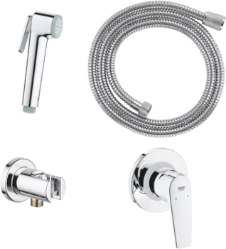 Гигиенический душ Grohe BauFlow 29328000 со смесителем, С ВНУТРЕННЕЙ ЧАСТЬЮ, хром