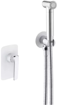 Гигиенический душ Rose R1305F со смесителем, С ВНУТРЕННЕЙ ЧАСТЬЮ, белый,хром