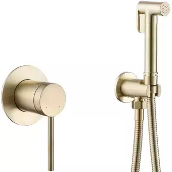 Гигиенический душ Abber Emotion AF8825G со смесителем, С ВНУТРЕННЕЙ ЧАСТЬЮ, матовое золото