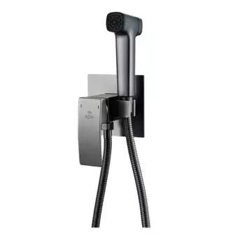 Гигиенический душ Rose R1505T-2 со смесителем, С ВНУТРЕННЕЙ ЧАСТЬЮ, оружейная сталь