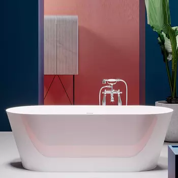 Gruppo Treesse Inka Ванна 180x80xh60 см. овальная отдельностоящая акриловая, со щелевым переливом, цвет белый глянцевый