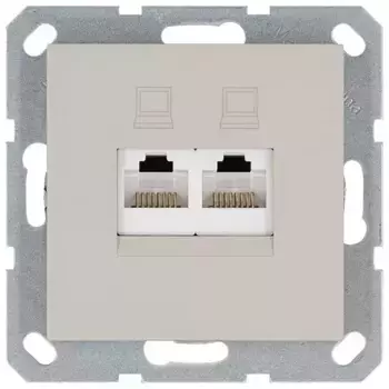 Интернет розетка 2х терминальная 6 категория, цвет тауп Jasmart G6108T