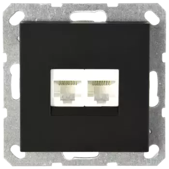 Интернет розетка Jasmart двойная разъем RJ45х2 с накладкой черный матовый (soft touch) G6106PB