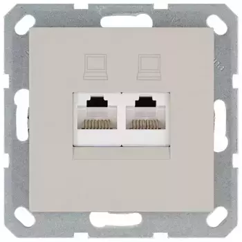 Интернет-розетка RJ45 двойная с накладкой, цвет Тауп Jasmart G6106T