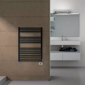 Irsap Ares Полотенцесушитель эл-й 580x818x30мм (15 трубок-2 промежутка), 400 ватт, с регулятором хром, провод: 1200мм, цвет: черный матовый (K1)