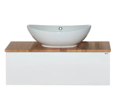 Тумба под раковину подвесная Misty Ива 90 белый, светлое дерево, дуб вотан натуральный