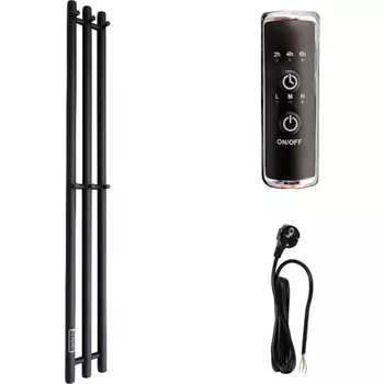 Полотенцесушитель электрический Маргроид Inaro 120х12 L, с крючками, черный матовый