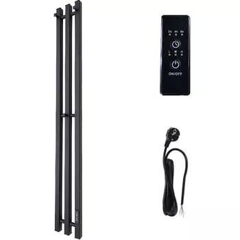 Полотенцесушитель электрический Маргроид Inaro профильный 120х12 R с крючками, черный матовый