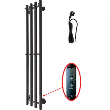 Полотенцесушитель электрический Маргроид Inaro 120х18 R, с крючками, черный матовый