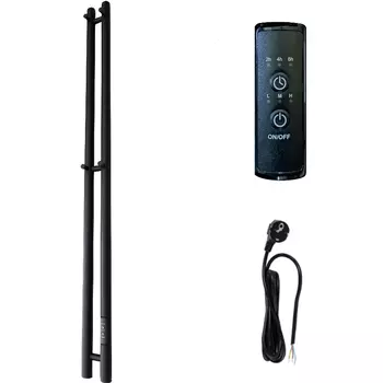 Полотенцесушитель электрический Маргроид Inaro 120х6 R с крючками, черный матовый