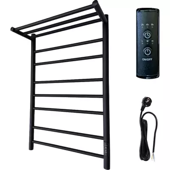 Полотенцесушитель электрический Маргроид Вид 10 СШН 80x50 R с полкой, черный матовый