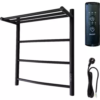 Электрический полотенцесушитель Маргроид Вид 4 60х50 черный матовый с полкой