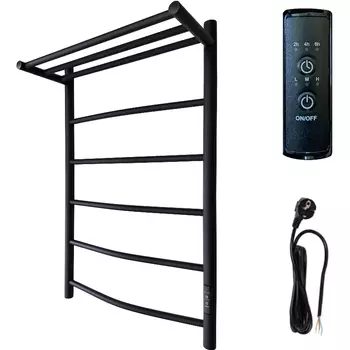 Полотенцесушитель электрический Маргроид Вид 4 СНШ 80x50 R с полкой, черный матовый