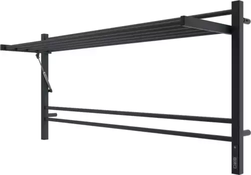 Полотенцесушитель электрический Terminus Горизонт П8 1200x600, с полкой, черный муар