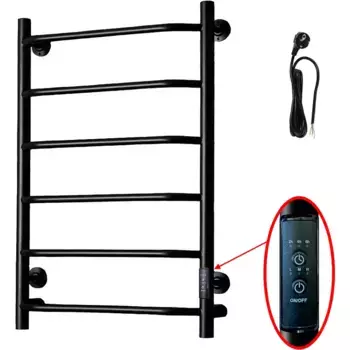 Полотенцесушитель электрический Тругор Пэк сп 6 80х50 с выключателем, черный