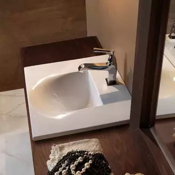 KERASAN Bentley Раковина встраиваемая 55х47хh2см, с 1отв. под смеситель, цвет белый (4 стороны глазированы)