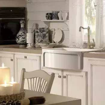 KERASAN Hannah DEVON Раковина керамическая кухонная 758x530x254 мм,без отв под смеситель, без сифона, тодщина 30 мм, цвет белый