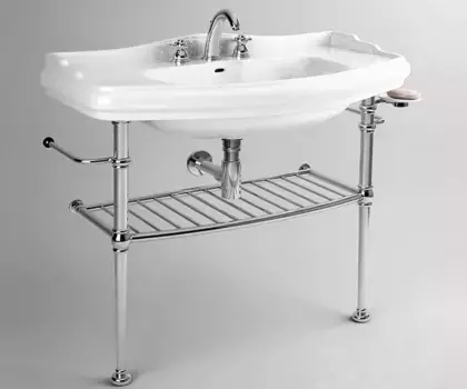 KERASAN Retro Металлическая структура с полкой-решеткой, полотенцедержателями и мыльницей, для раковины 1050, хром