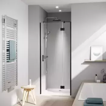 Kermi LIGA Дверь в нишу c непод.сегментом LI SFR 1000x2000, Schwarz Soft+прозрачное стекло с Kermiclean