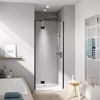 Kermi LIGA Дверь в нишу c непод.сегментом LI SFL 1000x2000, Schwarz Soft+прозрачное стекло с Kermiclean