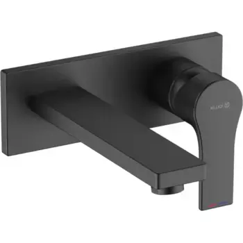 KLUDI ZENTA SL Однорычажный смеситель для раковины, настенный монтаж на 2 отверстия, вынос 180 мм; черный мат
