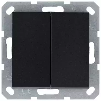 Кнопка 2 клавишная с переключающим контактом 10А, 250В, цвет антрацит Jasmart G3020B