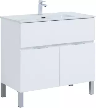 Компл.2 - Тумба Алвита new 90 напольная 1 ящ., 2 дв.цв.белый матовый (303914)