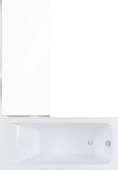 Комплект Акриловая ванна STWORKI Стокгольм 165x70 см, встраиваемая, белая, с каркасом + Шторка DIWO Анапа неподвижная, 70х140, профиль хром глянцевый, прозрачное стекло