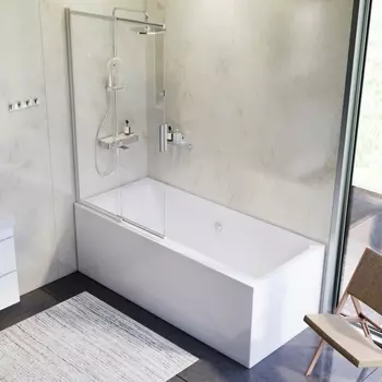 Комплект акриловой ванны Am.Pm Inspire 2.0 180х80 со шторкой с душевой стойкой и аксессуарами (WK52EB)