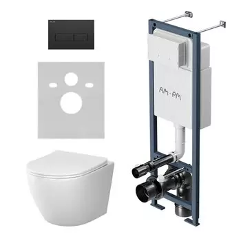 Комплект AM.PM Унитаз подвесной Like C801900SC безободковый + Инсталляция ErgoFit I012711.0338 с кнопкой смыва