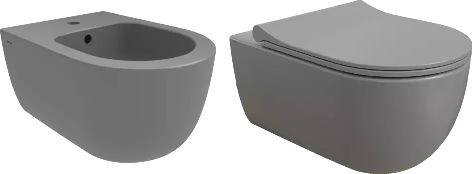 Комплект Биде подвесное BOCCHI V-Tondo 1487-006-0120 + Унитаз подвесной BOCCHI V-Tondo 1416-006-0129 безободковый, с микролифтом