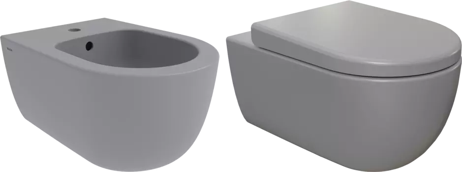 Комплект Биде подвесное BOCCHI V-Tondo 1487-006-0120 + Унитаз повесной BOCCHI V-Tondo 1417-006-0129 безободковый, толстая крышка-сиденье с микролифтом