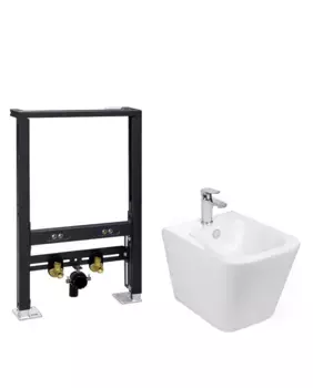 Комплект биде подвесное WeltWasser Gelbach 005 белый с инсталляцией AMBERG 500 BD